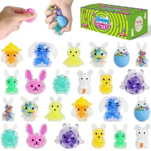 24 Pack Easter Squishies for Kids | Kawaii Mini Bunny Squeeze Toys Bulk Set | Stress Relief Sensory Squishy Balls for Easter Basket Fillers, Egg Fillers & Party Favors