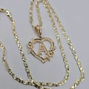 HEART LETTERS with flowers, necklace, regular style gold-plated 24"inches  options available Pendants Jewelry