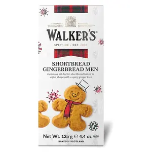 Walker’s Festive Shortbread Gingerbread Men - 4.4 oz Shortbread Cookie Box - Includes All-Butter Gingerbread Man Cookies
