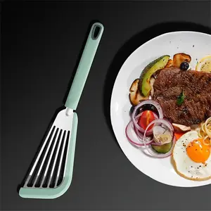 Portable Stainless Steel Silicone Spatula, Insulated Fish Fryer Spoon, Kitchen Steak Grill Spatula, Durable Non-Stick Cooking Utensil