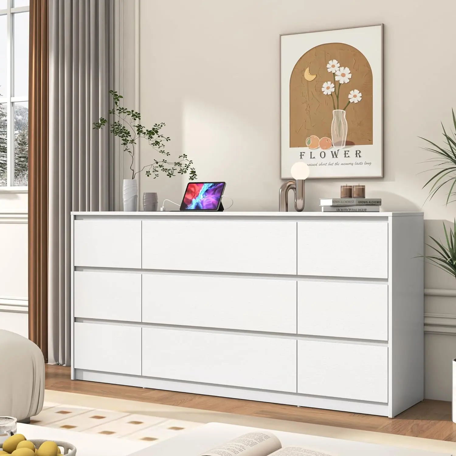 Black/ White Dresser for Bedroom, Modern 9 Drawer Dresser with Charging Station, 63 Inch Large Wood Chest of Drawers Handle Free, Long Dresser for Bedroom, Living Room, Entryway, Hallway - TikTok Shop Black/ White Dresser for Bedroom, Modern 9 Drawer Dresser with Charging Station, 63 Inch Large Wood Chest of Drawers Handle Free, Long Dresser for Bedroom, Living Room, Entryway, Hallway - TikTok Shop