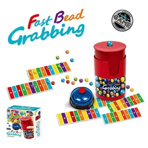 New Color Match Bingo Set Toy, Fun Fast Catch Beads Two-Person Game with Bell, Family Gathering Interactive Gift for Adults Kids, Party Table Game