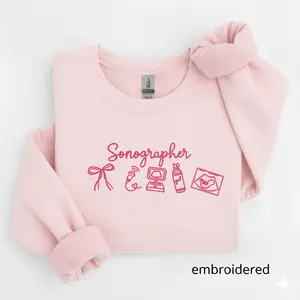 [Ship From US] Sonographer Embroidered Sweatshirt Hoodie, Ultrasound Tech Crewneck Sweatshirt, Nurse Graduation Gift Embroidered, Gift For Her Womenswear Sweatshirts
