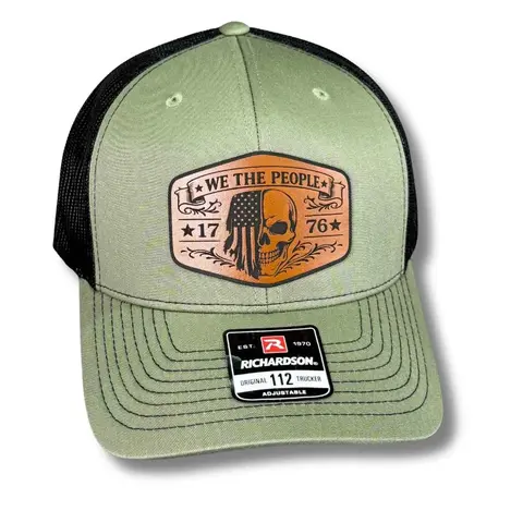We the People 1776 Hex Patch Hat - American Patriotic Pigment Dyed Cap, Snapback Baseball Cap for Dads, Fashion Snapback for Anniversary, Men's Hats with Style Options (Trucker, Fitted, Ponytail) & Colors, Durable Daily Wear