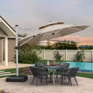 PURPLE LEAF 11 ft Round Patio Cantilever Umbrella for Deck, Pool, Backyard