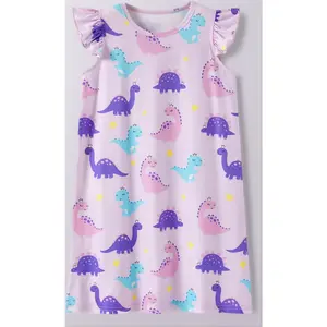 Soft Ruffle Sleeve Nightgown for Girls - Cute Summer Sleepwear or Pajama Dress. Breathable, Comfortable Nightdress for Kids, Perfect for Warm Nights