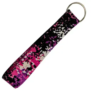 Pink Digi Camo Keychain Bold Trendy Key Fob with Soft Polyester Webbing for Backpack or Purse Charm Modern Pixel-Perfect Accessory