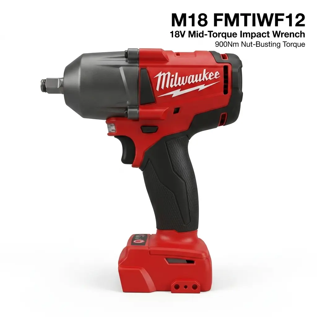 Milwaukee Lithium-Ion Torque Wrench (900Nm), Industrial User Tool for Heavy Tasks, Shockproof Reinforced Housing, Anti-Fatigue Grip, Optimized Brushless Motor Heat Dissipation Layout, Lightweight for Scaffold Erection & Steel Frames Work