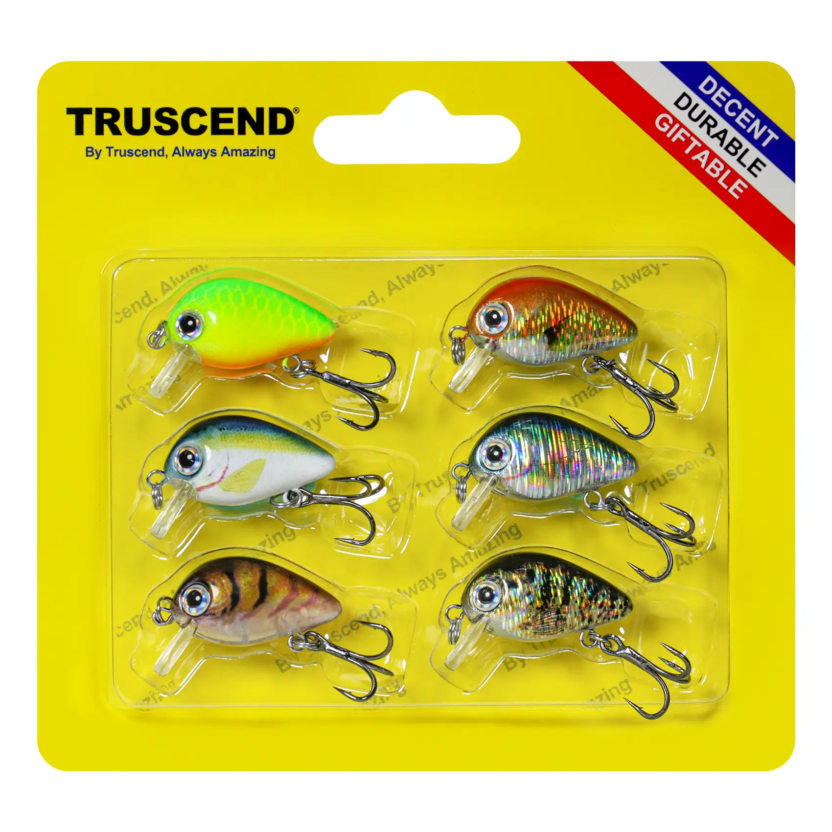 TRUSCEND Squarebill Crankbait Lure 0.05/0.14oz, Lifelike Slow Sinking Swimbait with ABS Body & Rattle, Sharp Treble Hooks for Freshwater & Saltwater Bass Fishing, Outdoor Fishing Equipment, All Waters, Freshwater Bass, Fishing Tackle, Rattle Sound