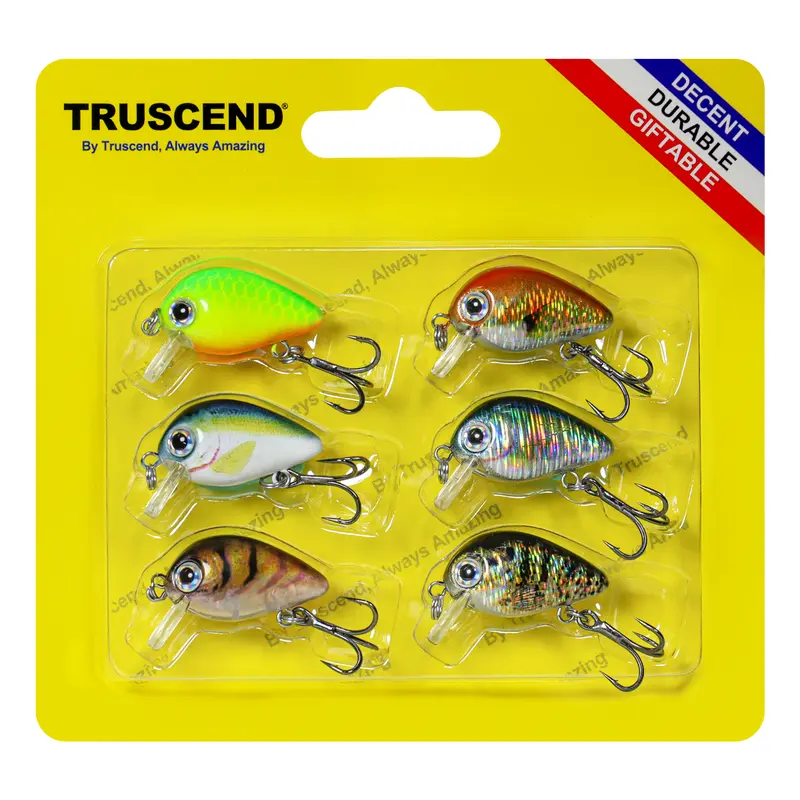 TRUSCEND Square Bill Crankbait Lure (0.05/0.14oz) - Slow Sinking Swimbait with ABS Body, Built-in Rattle Sound, Sharp Treble Hooks, Premium Materials, Saltwater Ready Outdoor Fishing Equipment for Freshwater Bass, Multi-Fish Species, Salmon