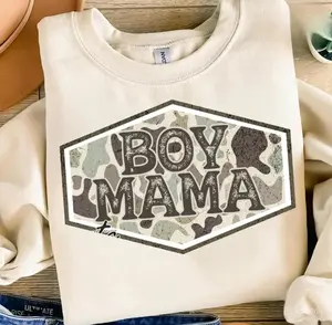 Boy Mama Camo Sweatshirt – Cute Hunting Season Mom Crewneck, Cozy Graphic Pullover, Perfect Mother’s Day Gift