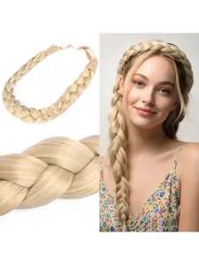 Hand-woven faux wig headband, heat-resistant fiber, versatile for daily wear without tightness, comfortable all-day, adjustable head size, for everyday commuting, lazy styling tool, Hair braid headband, braided headband, available in multiple colors