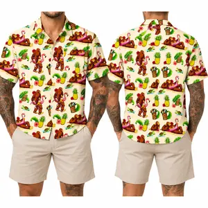 Men’s Hawaiian Shirt, Funny Tropical Beach Button Down with Bold Vacation Graphic Print, 4-Way Stretch Breathable Short Sleeve Summer Aloha Shirt for Luau Party Cruise