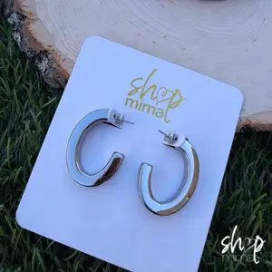 Shop Mimal Elegant Silver Hoop Earrings for Women Minimalist Fashion Accessories Stainless Steel 18k Gold Dipped