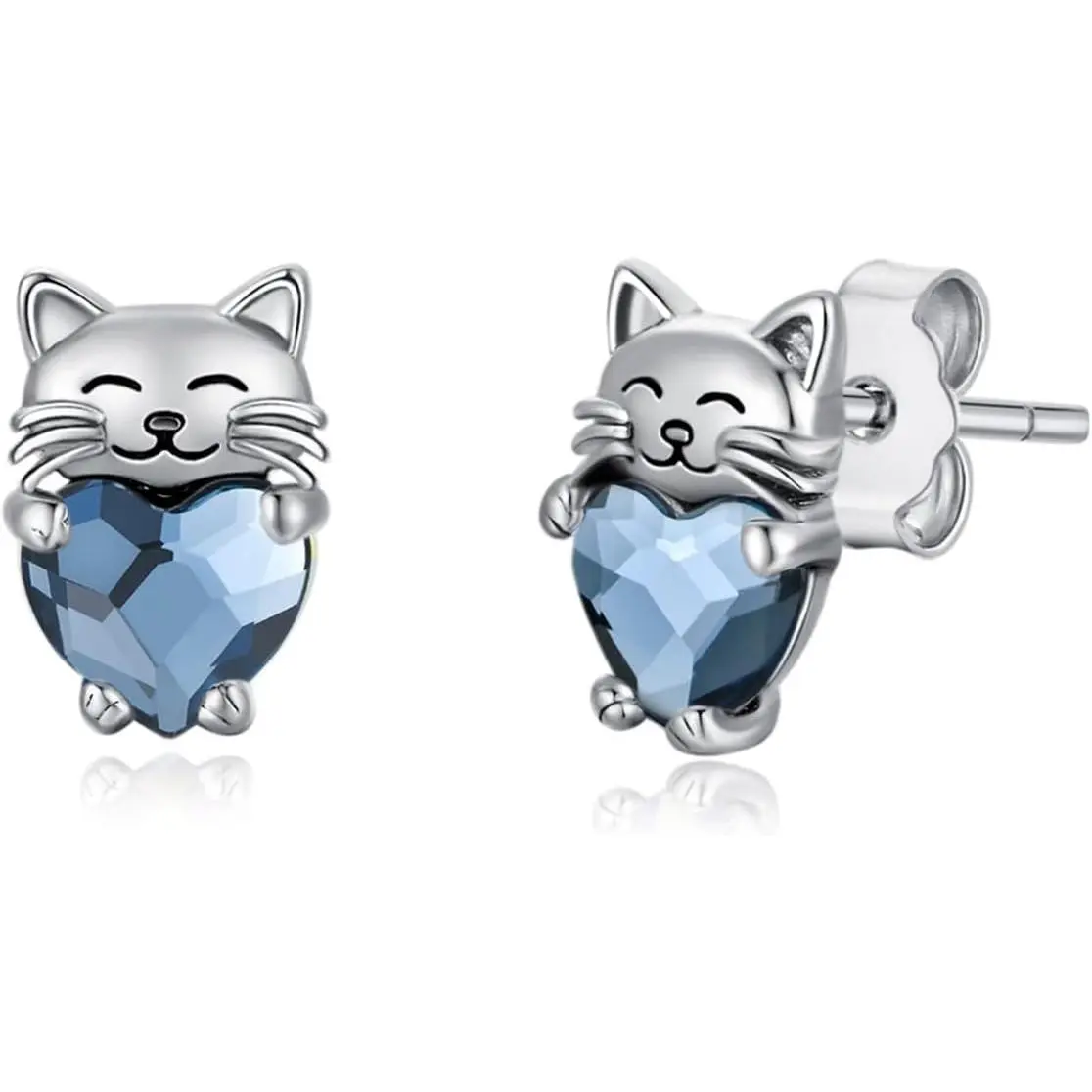 925 Sterling Silver Cat Earrings Cute Animal Kitten Stud Earrings cat Jewelry Gifts for Women Girls Hypoallergenic Earrings for Sensitive Ears