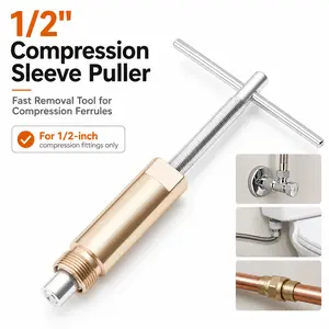 1/2-Inch Metallic Compression Sleeve Puller Tool with Specs, Compact & Reusable Ferrule Remover for Copper Pipes, Corroded/Stuck Sleeves, Frozen Supply Stops, Plumbing Repair & Dishwasher Connections