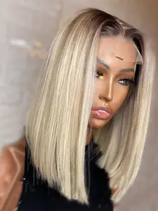 Fashion Ultra Soft 14 Inch Lace Front Wig, 180% Density Curly Hair, Gradual Straight Wig for Daily Use, All Seasons