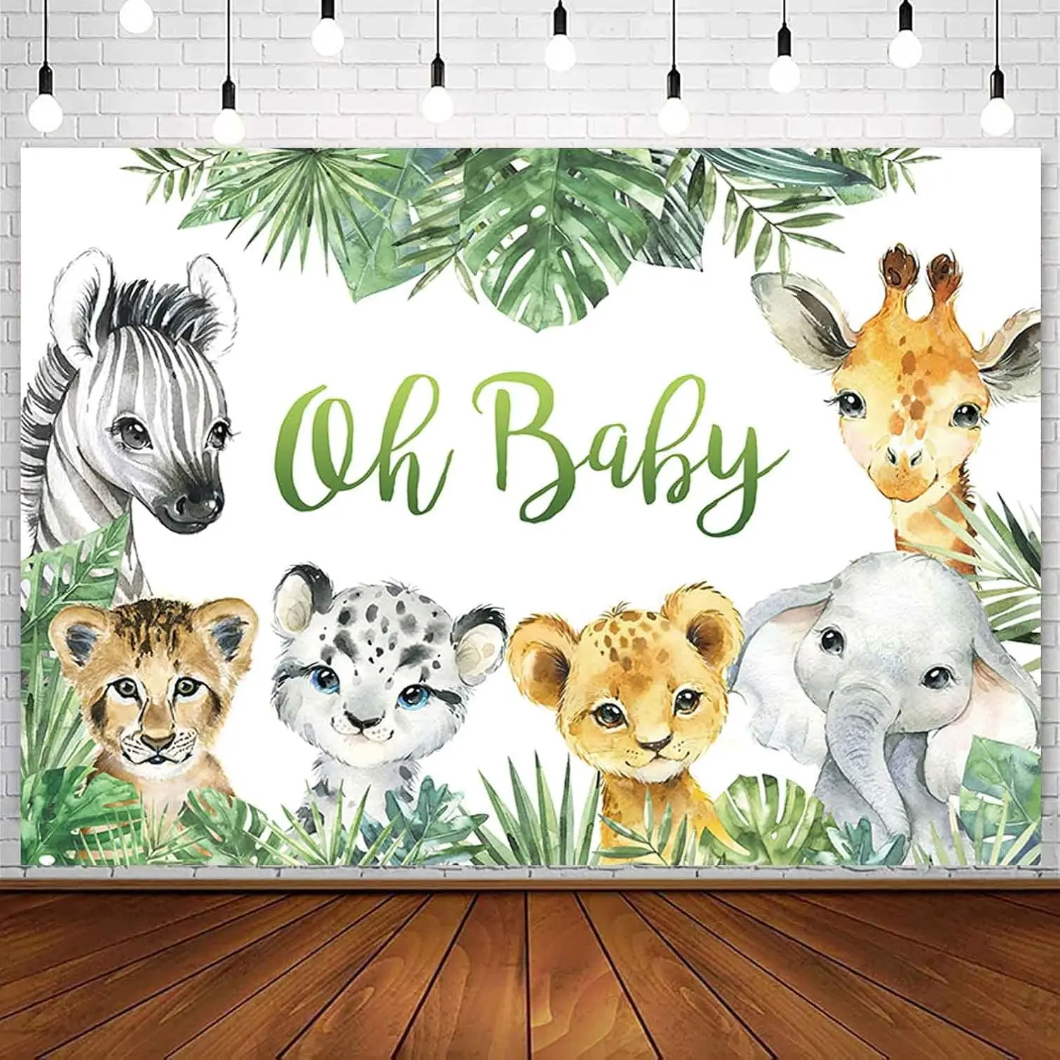 7x5ft Safari  Shower Backdrop Jungle    Birthday Photography Background Greenery Zoo  Boy  Shower Party Cake Table Decorations Banner Photoshoot