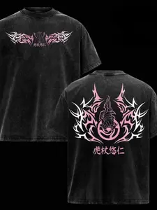 valentine shirts Men'S Water Washed Streetwear Brand T-Shirt |, Heavyweight, Vintage Style, Graphic Print, Front and Back Print, Loose Fit, Comfortable, Breathable, Machine Washable, Hip Hop Cool Style, Drippy Y2K, Perfect Gift for Weekend Casual