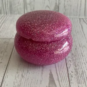 Trinket Jar - Pink Glitter Design Trinket Container as shown
