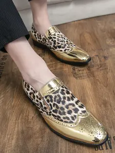 Men's Fashion Leopard Print Slip on Dress Shoes, Casual Comfortable Loafers for Daily Wear, Lightweight Breathable Shoes for All Seasons