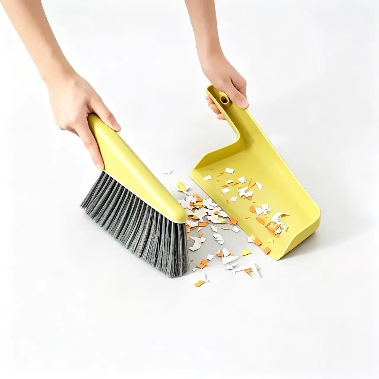 ABS Bristles Plastic Handheld Compact Space-Saving Desktop Mini Broom and Dustpan Set - Soft Comfortable Bristles for Safe Surface Cleaning, Snug-Fitting Dustpan Stops Dust Escape, Included Casual Bag, Ideal for Office Desks, Floor Spots