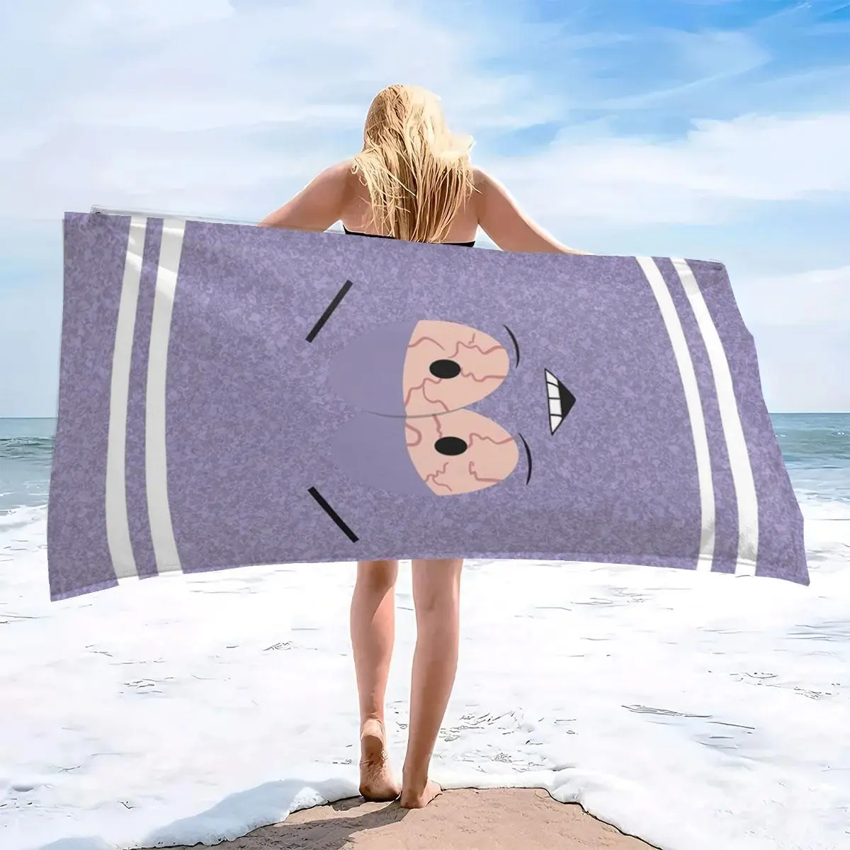 Cartoon Pattern Beach Towel, Soft Absorbent Towel, Beach Towel for Women & Men, Funny Beach Towel for Home & Travel