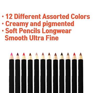 24/12/6 Assorted Colors Nabi Lip Liner Pencil Set, High Pigmented Lip Makeup Soft Pencils, Deep and Rich in Color, Smooth Ultra Fine Lipliner