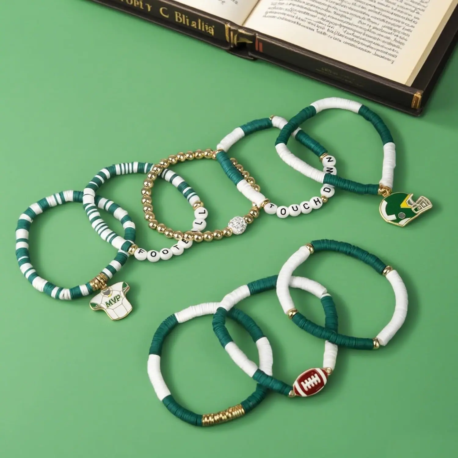 Game Day Football Bracelets for Women Men, Friendship Hypoallergenic Clay Beaded Stretch Bracelets,Stackable Sports Fans Charm Bangles,Football Mom Accessories Football Gifts Game Day Football Bracelets for Women Men, Friendship Hypoallergenic Clay Beaded Stretch Bracelets,Stackable Sports Fans Charm Bangles,Football Mom Accessories Football Gifts