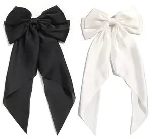 Hair Bows 2 PCS Ribbon Bow for Women,Hair Bows for Women,Hair Ribbons,Oversized Cute Aesthetic Hair Accessories,Large Hair Barrettes, Black &White