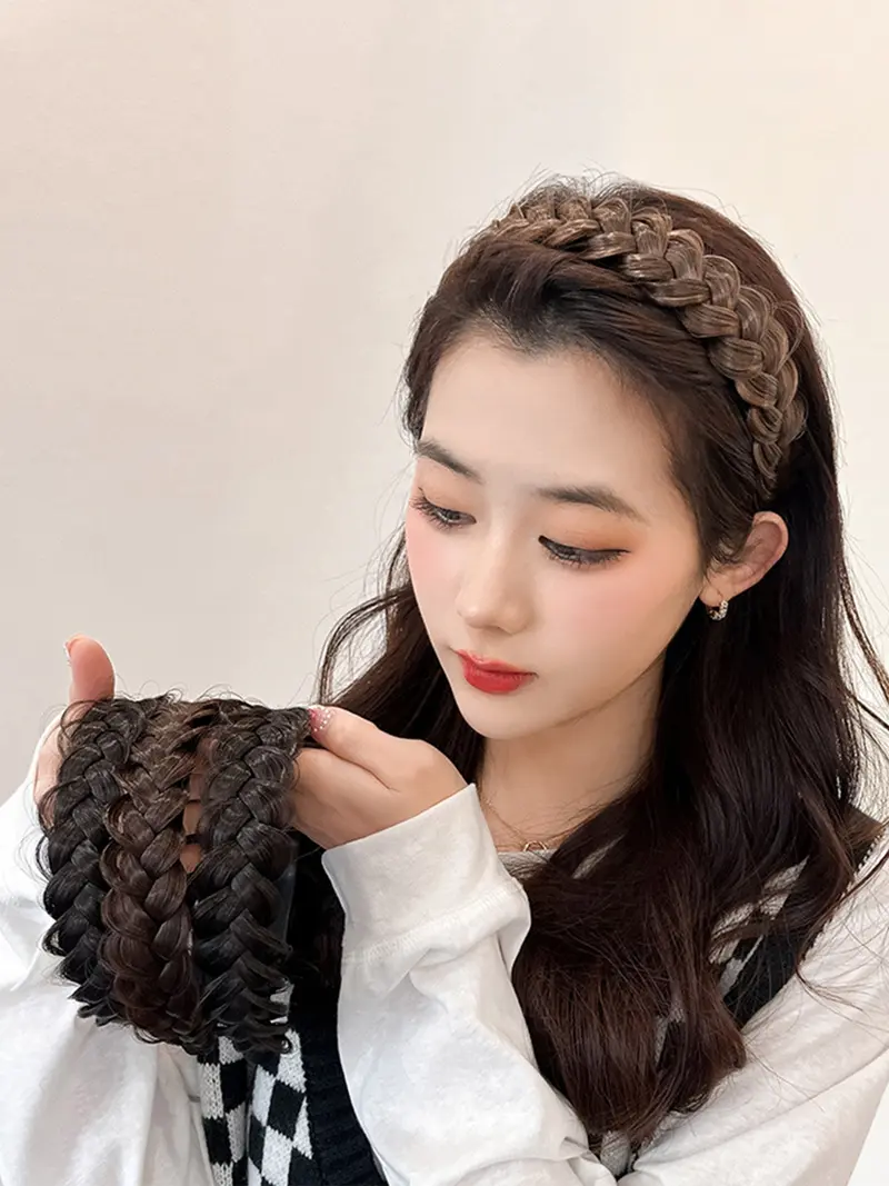 Stylish braided headband with a unique design Champagne Braided Fabric Headband | The Hair Edit main image 4