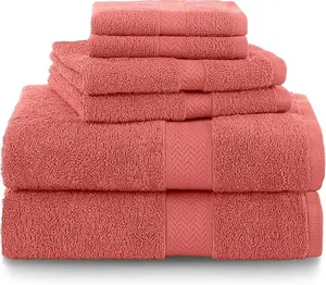 Mega Absorbent Drying Towel Set 6-Piece Luxury 100% Cotton Towel Set | Quick Dry | Super Absorbent | Super Soft 100% Ringspun Cotton Towels | 2 Bath Towels | 2 Hand Towels | 2 Wash Cloths