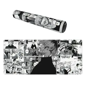 Tokyo Ghoul Anime Mouse Pad Large Black White Design for Gamers Durable Material Computer Keyboard Desk Mat Gaming Accessories 35.5*15.7 inch