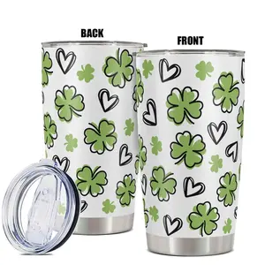 20oz Tumbler, 1 Count Stainless Steel Cup, Insulated and Durable Tumbler, Shamrock Design Tumbler, Gift for Family, Friends and Colleagues, Drinkware