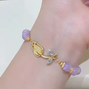 Purple Crystal Tulip Bracelet For Women