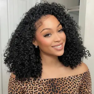 Half Wig Human Hair Wigs 250% Half Wig Kinky Curly Human Hair Wigs 3 In 1 Invisible Hairline With Drawstring Seamless