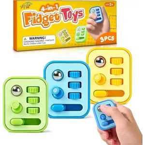 Fidget Sensory Toys for Kids Adults: 3 Pack Stress Fidget Toys for Autism Kids Calming - ADHD Tools for Classroom Desk with Clicker, Gear, Slider & Controller Stick - Small Fidgets for Travel