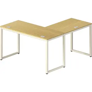 Home Office 55"x60" Large L Shaped Corner Desk, Oak