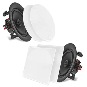 8" Ceiling Wall Speakers Pair, 250W, 2-Way Stereo, Flush Mount