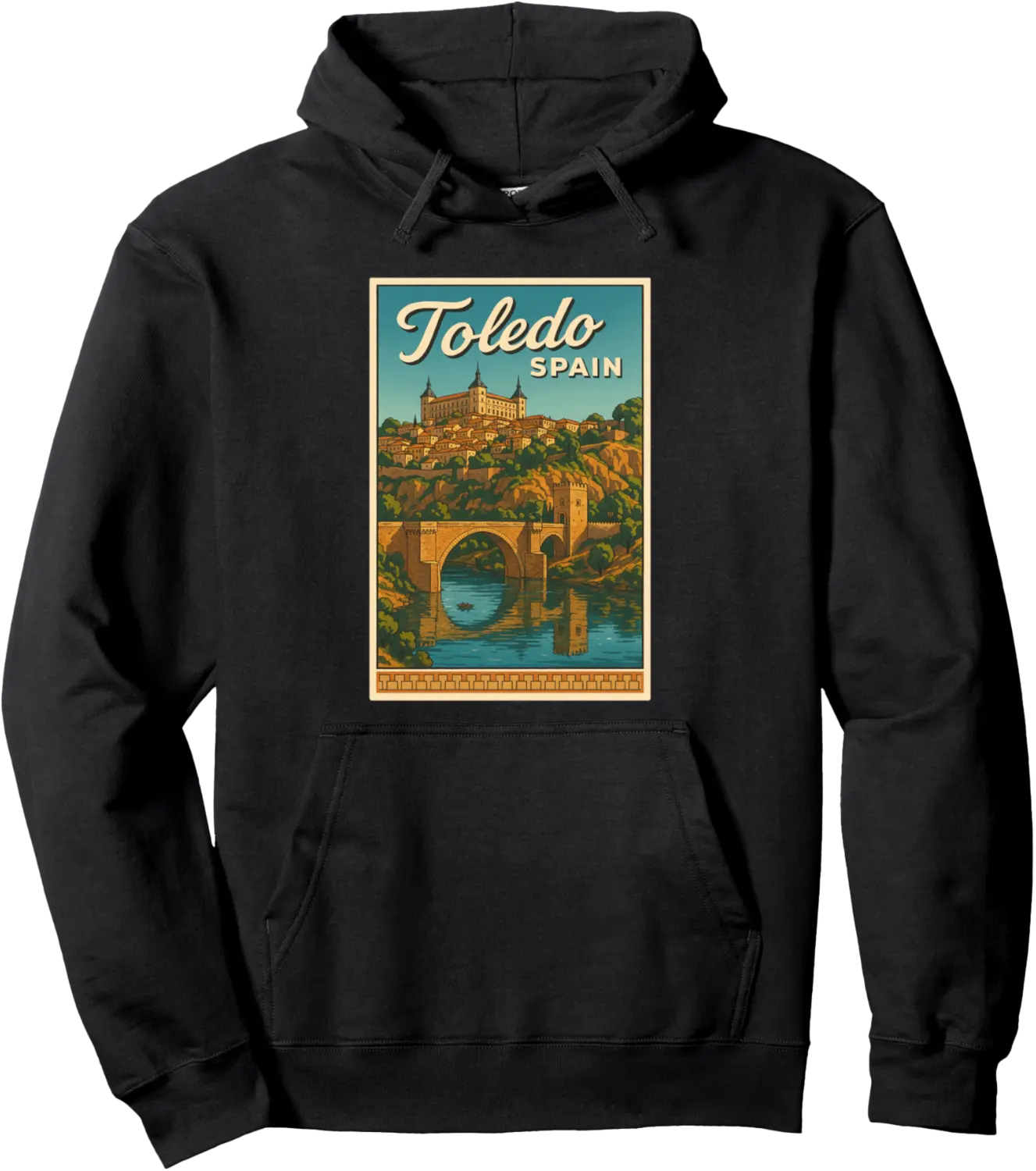 Toledo Spain 50s Vintage Retro Travel Poster Art Graphic Pullover Hoodie - Rivkafia Shop 42B0FJB5LL73