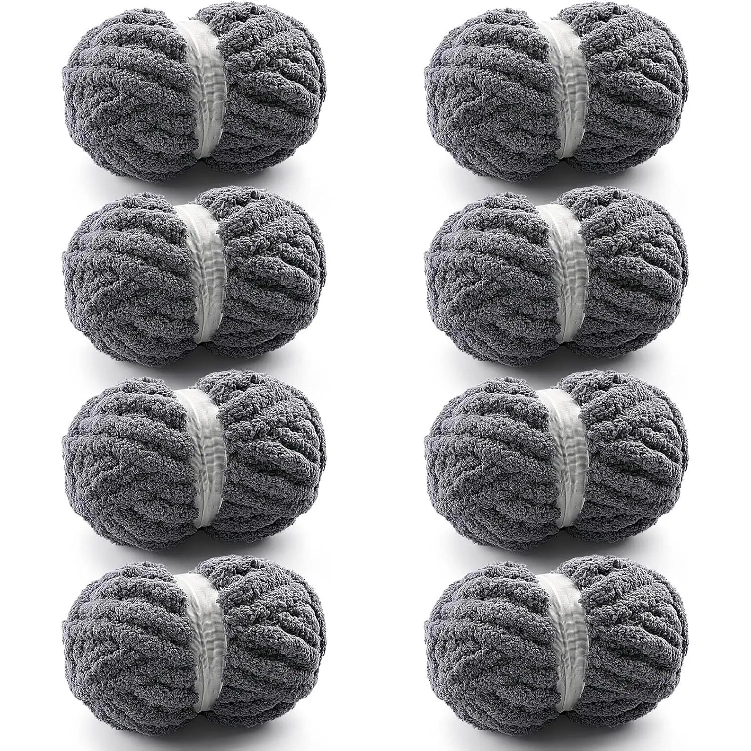 8 count Chunky Yarn for Hand Knitting - Chunky Chenille Yarn for Crocheting -  Yarn for Crochet -  Yarn for Hand Knitting 25 yds 7.7 oz of Super Bulky Yarn (Dark Gray)