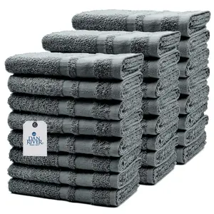 24-Pack Black Salon Towels  16 × 26 Inch Soft Cotton Hand Towels for Hairstylists, Barbers & Spas – Quick Dry, Durable, Bleach-Safe Towels for Hair, Facials, Manicure & Pedicure Use