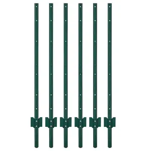 Garvee Heavy Duty U-Channel Metal Fence Posts, Powder Coated for Corrosion & UV Resistance, Durable Steel Stakes Ideal for Garden, Yard, Lawn, Farms, and Outdoor Wire Fencing Applications