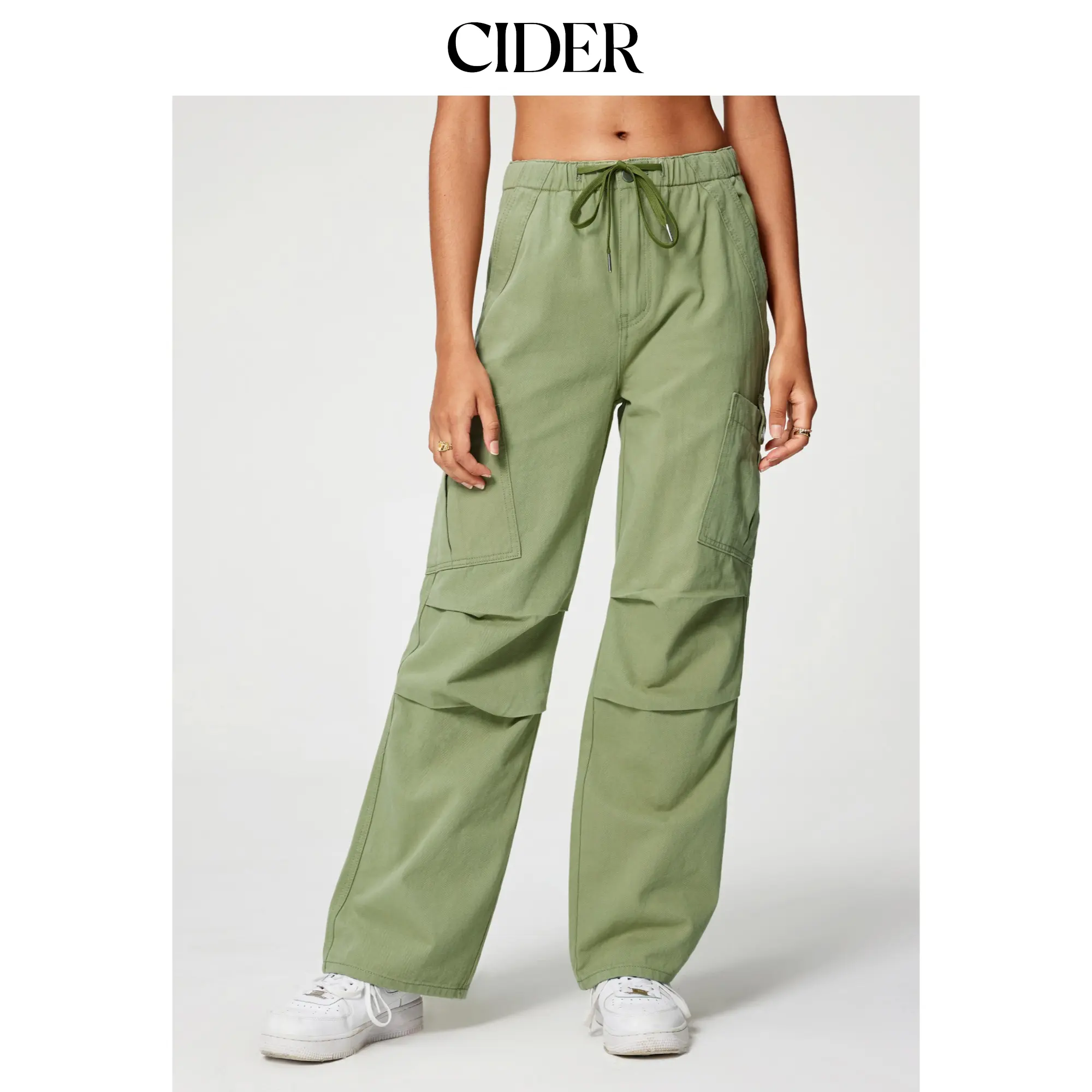 Cider [7 colors, size 0-26] Denim Drawstring Cargo Pants, Women, Bottoms, Drawstring Pants, Basic, Multi-Size, Xxs, Bottom, Denim Material