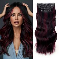Black mix Burgundy (wavy)