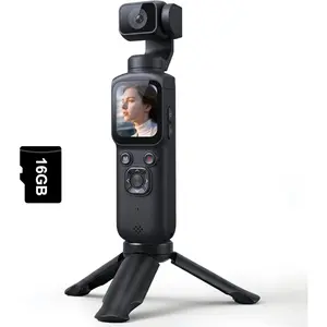 4K Vlogging Camera with 330? Rotating Lens &  , Portable Pocket Digital Camera for YouTube  with WiFi, Includes 16GB Card, Tripod & Carrying Bag,Black