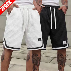 2-pack men’s waffle drawstring beach casual shorts for summer with elastic waistband; summer men’s quick-dry sports shorts; men’s fitness shorts; men’s jogging shorts; beach surfing casual shorts; suitable for everyday wear, weekend trips, outdoor activit
