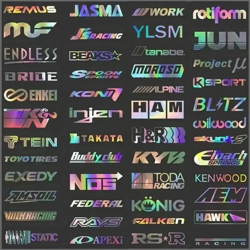 15pcs Car Stickers Set Random Styles Reflective Racing Sponsor Vinyl Decals for JDM Style Car Window Bumper Decoration Stickers