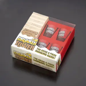 Drunken Tower Drinking Game with Shot Glasses, Stacking-tower game,Fun Stacking Challenge for Party, Holiday, and Game Night Board Game Blocks Family Board Game