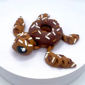 Donurtle Doughnut Turtle Pocket Pet, Chocolate Icing Design, Fidget Sensory Ornament, Home Decor Statue Figurine, Ornaments